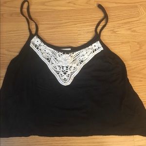 Pacsun Black Embroidered Crop Top